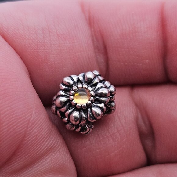 Pandora 925 Sterling Silver November Birthstone Flower Charm Bead - Picture 1 of 7